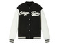 Blouson bomber noir avec des manches blanches et le texte 'College Team'
