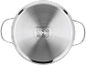 Fond de casserole en acier inoxydable avec pictogrammes de compatibilité de cuisson.