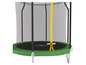 Un trampoline vert avec un filet de sécurité