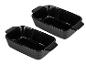 Deux plats à gratin rectangulaires noirs avec des poignées.