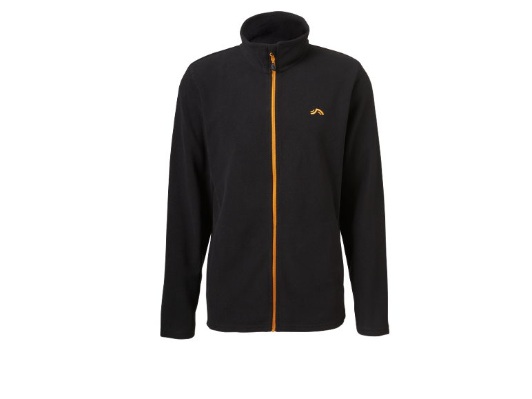 Veste polaire noire avec fermeture éclair et logo orange