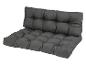 Coussins de banc gris foncé, style capitonné.