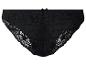 Culotte en dentelle noire avec motif floral et petit nœud en haut.