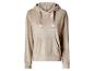 Sweat à capuche en velours beige avec cordon de serrage en satin