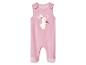 Combinaison velours rose bébé, décor lapin et papillon.