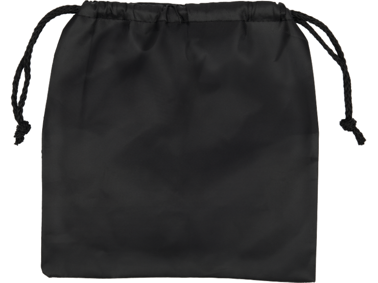 Pochette noire à cordon de serrage.