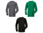 Trois chemises Parkside à manches longues en gris, vert et noir.