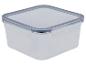 Boîte de conservation alimentaire carrée transparente avec couvercle.