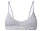 Bralette en coton côtelé gris avec fines bretelles et étiquette 