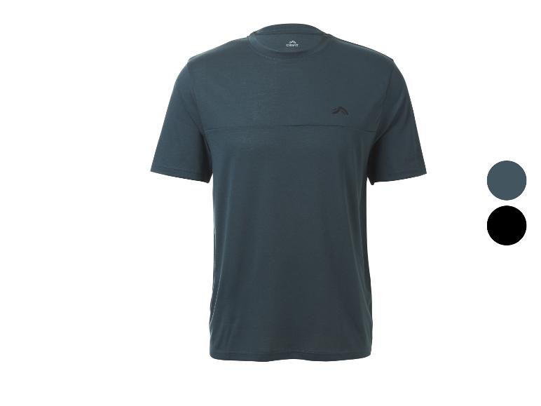 T-shirt de sport bleu foncé avec un logo discret et des options de couleur.
