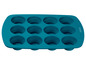 Un moule en silicone bleu avec 10 cavités pour cupcakes ou muffins.