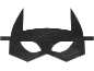 Masque de Batman noir avec des oreilles et des trous pour les yeux.