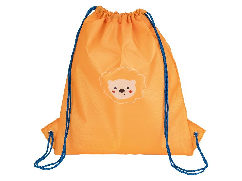 Sac à cordon orange avec motif de lion pour enfant.
