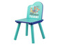 Une chaise d'enfant bleue et turquoise avec un motif Paw Patrol.