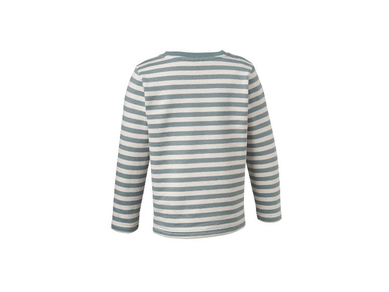 T-shirt à manches longues rayé bleu-vert et blanc pour enfant, vue de dos.