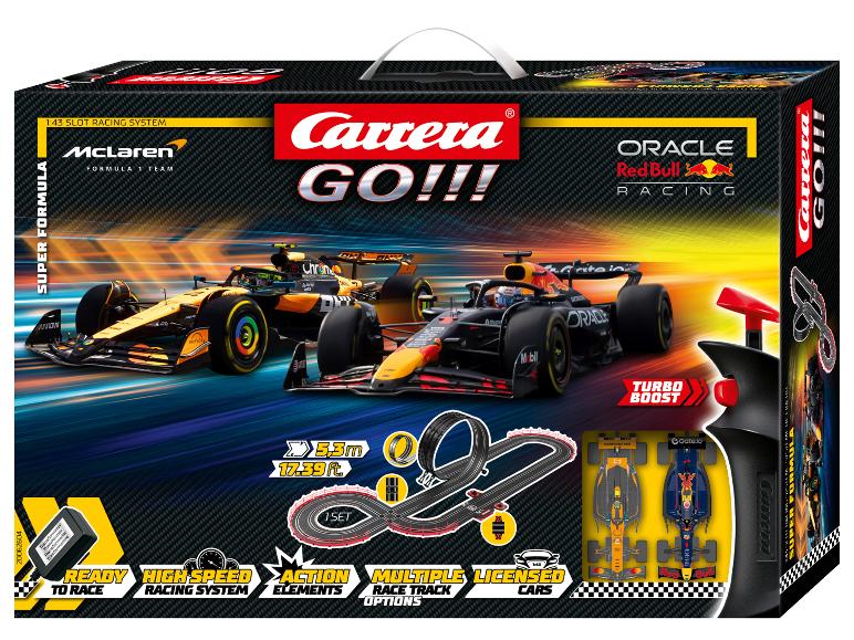 Circuit de course Carrera GO!!! Super Formula avec voitures McLaren et Red Bull sur la boîte.
