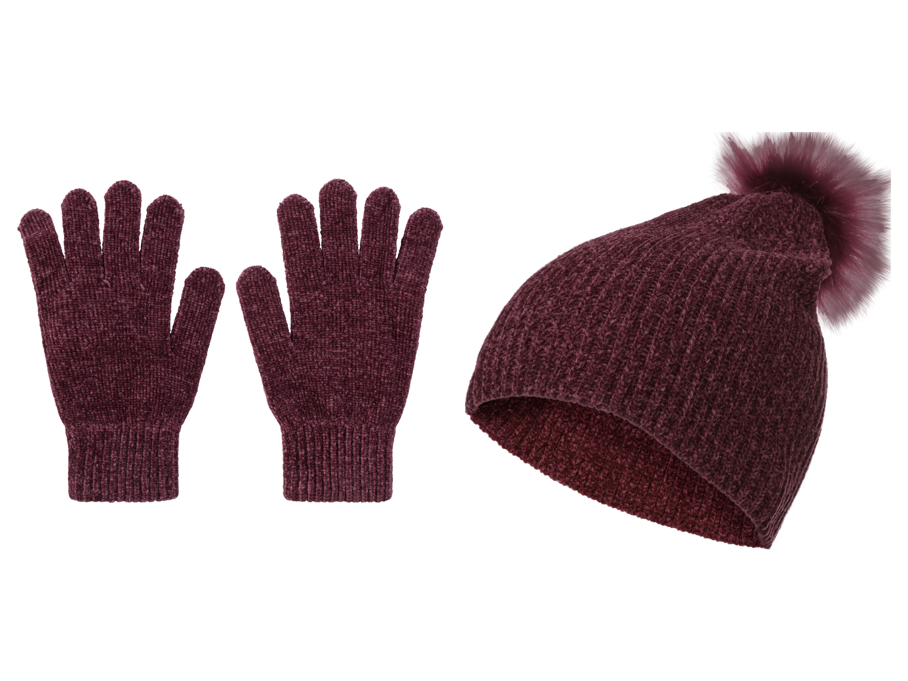 esmara® Parure gants et bonnet (Taille unique, violet)