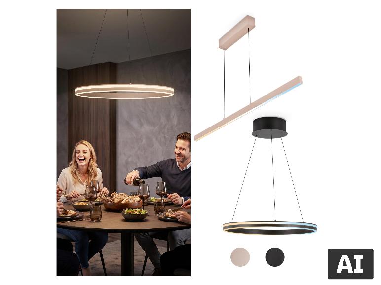 BRILONER suspension LED design – réglable en hauteur, intensité variable et changement de couleur CCT disponible en rose clair et noir. [image générée par l'IA]