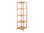 Un étagère en bois avec cinq tablettes.