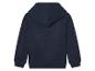 Un sweat-shirt à capuche bleu marine à manches longues.