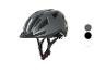Casque de vélo Crivit gris avec visière et sangles réglables.