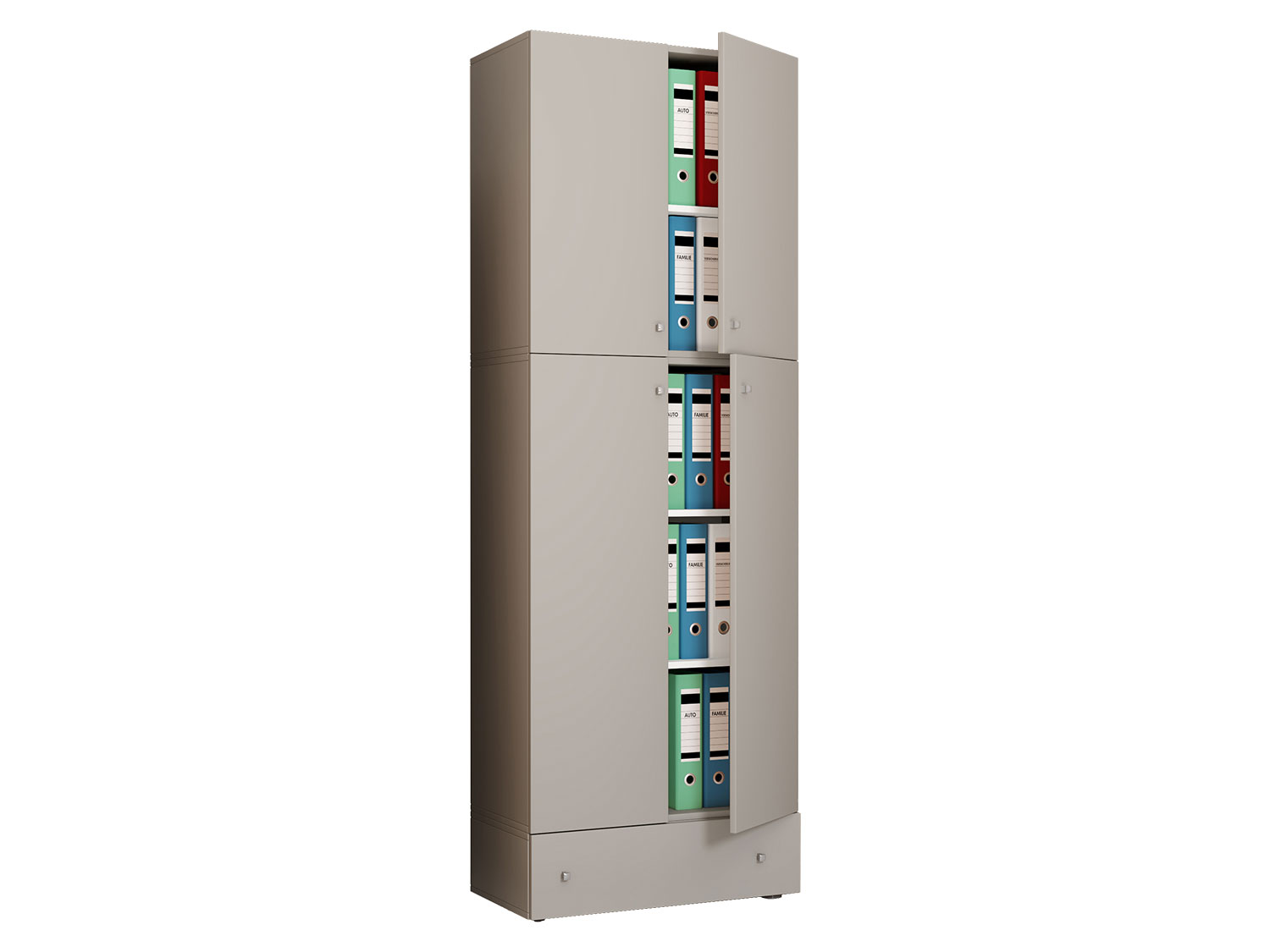 Armoire de bureau Lona (Portes battantes avec tiroir, XXl, gris)