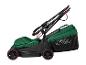 Tondeuse à gazon électrique verte et noire avec bac de ramassage