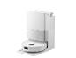 Aspirateur robot et laveur Roborock Qrevo Edge 5V1 blanc avec sa station de charge.