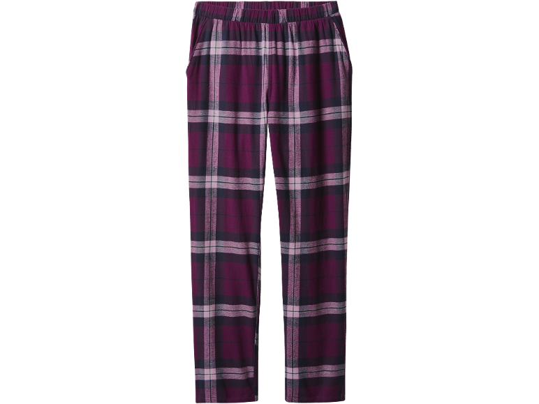 Pantalon de pyjama à carreaux violets et noirs avec taille élastique.