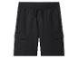 Shorts cargo noirs pour hommes avec taille élastique et cordon de serrage.
