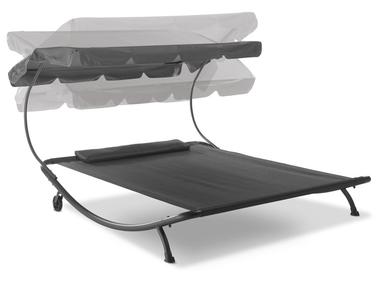 Aller en mode plein écran : LIVARNO home Chaise longue double avec pare-soleil, 200 x 200 cm, anthracite - Image 4