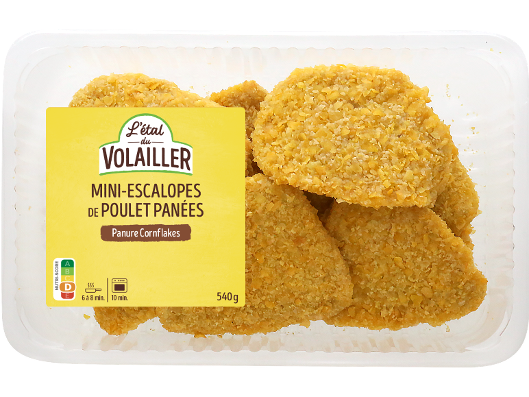 Mini escalopes de poulet panées aux cornflakes, 540g.