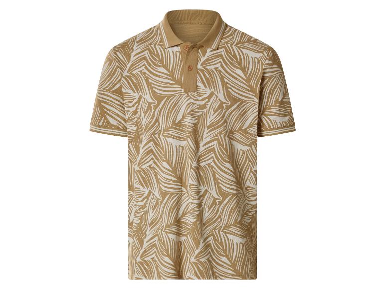 Polo à manches courtes avec motif feuilles beige et blanc