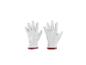 Deux gants de travail blancs avec des poignets rouges