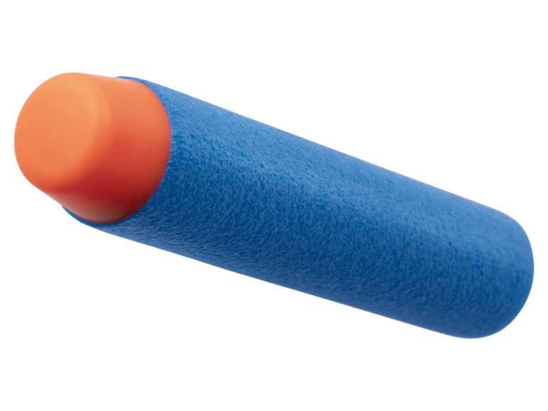 Une fléchette en mousse bleue pour un pistolet Nerf.