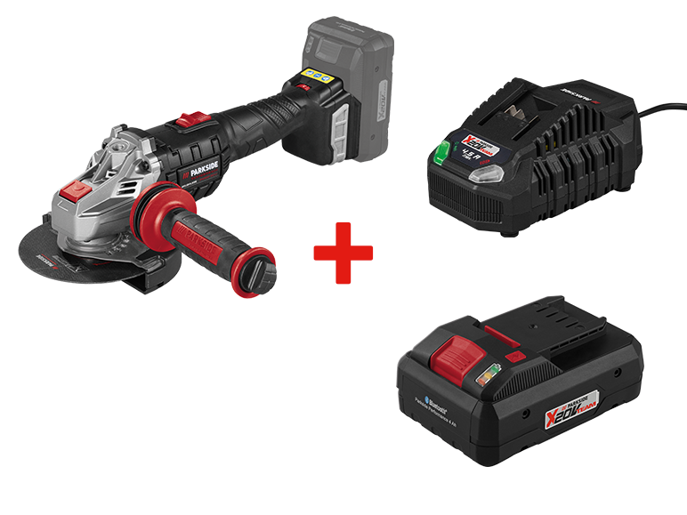 Meuleuse d'angle PARKSIDE, batterie et chargeur.