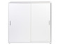 Une armoire blanche à portes coulissantes.