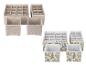 Boîtes de rangement beige et imprimées citron : organiseurs de tiroirs multi-compartiments.