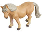 Une figurine de cheval en plastique beige.