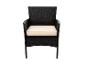 Chaise de jardin en rotin noir avec coussin de siège beige