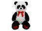 Peluche panda noir et blanc avec nœud rouge et cœurs sur les pattes