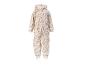 Combinaison de pluie florale beige pour enfants avec capuche et imprimé de fleurs roses.