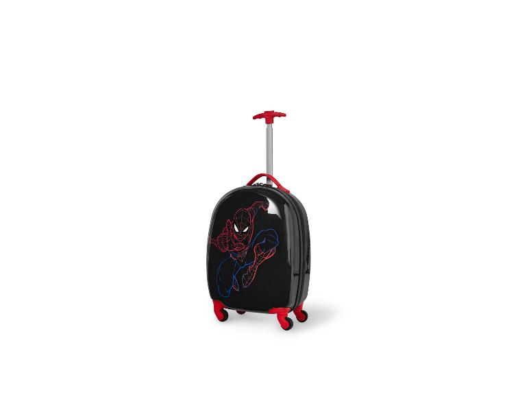 Valise enfant noire Spiderman avec roues et poignée rouges
