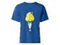 T-shirt bleu avec un imprimé de cornet de glace jaune et une cerise.