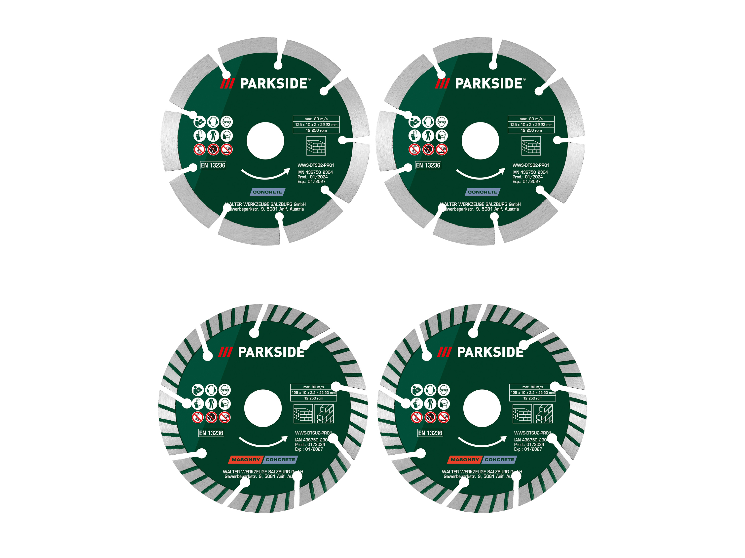 PARKSIDE® Lot de 2 disques diamant béton ou maçonnerie