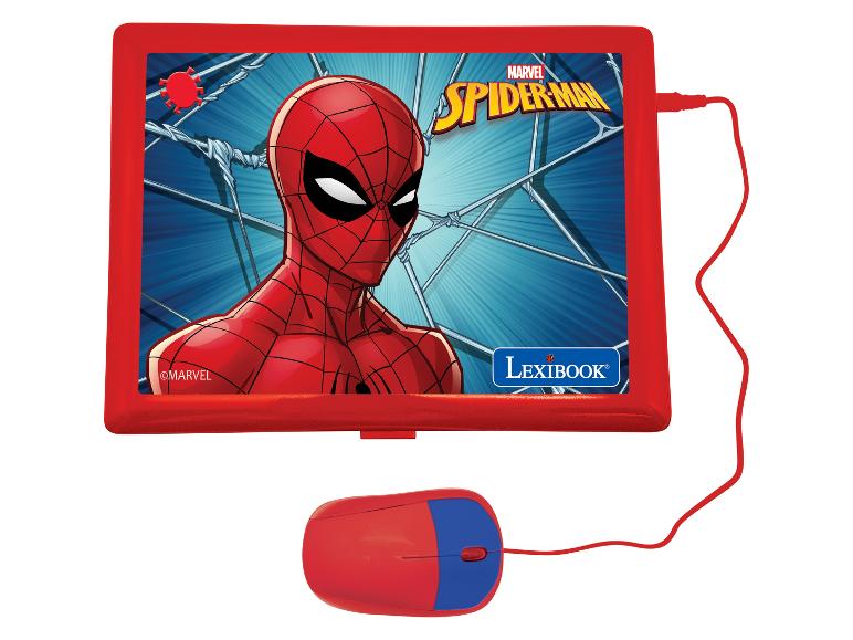 Tablette rouge Spider-Man avec souris et logo Lexibook.