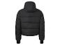 Blouson noir matelassé avec capuche.