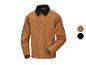 Veste de travail Parkside beige clair avec col noir.