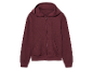 Sweat-shirt à capuche bordeaux zippé.