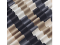 Tissu rayé en noir, blanc, gris et marron.